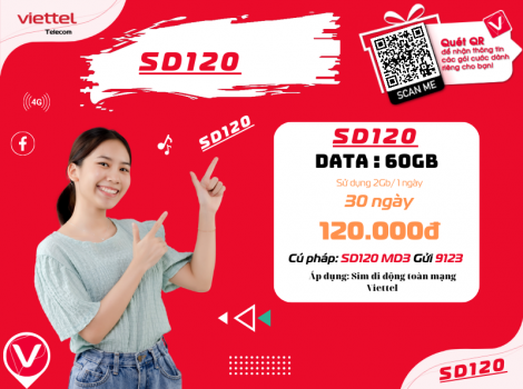 Gói Cước 4G Mạng Viettel 120K 1 Tháng Ưu Đãi Nhất 2025