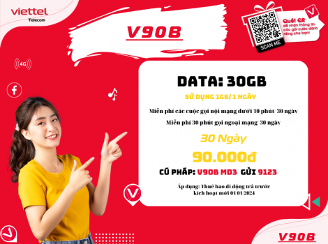 Đăng ký gói cước 4G Viettel 90K 1 tháng ưu đãi nhất 2025