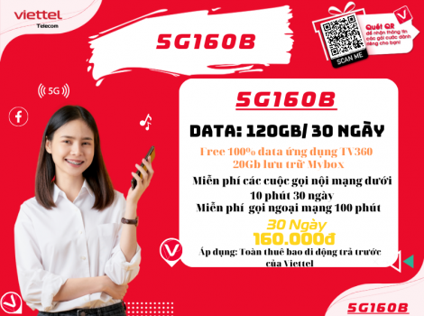 Đăng Ký Gói Data 5G Và Gọi Thoại Viettel 160k 1 Tháng 2025