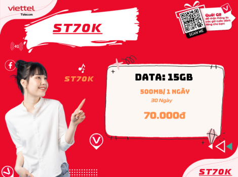 Cách đăng ký 4G Viettel 70k 1 tháng ưu đãi 2025