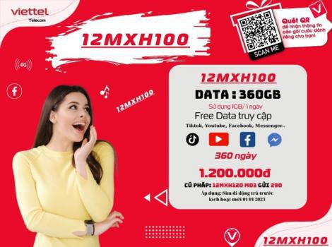 Đăng ký gói MXH100 Viettel sử dụng 12 tháng ưu đãi 2025