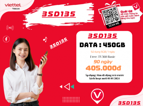 Đăng ký gói SD135 Viettel sử dụng trong 3 tháng ưu đãi 2025