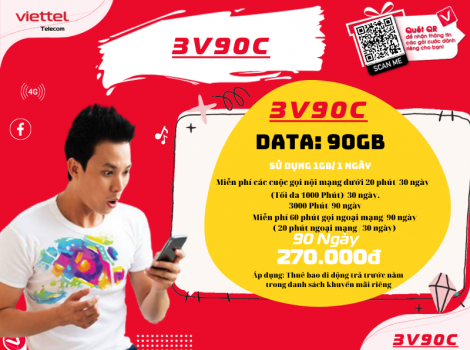 Đăng ký gói V90C Viettel sử dụng 3 tháng ưu đãi 2025