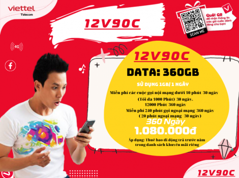 Đăng ký gói V90C Viettel sử dụng 12 tháng ưu đãi 2025