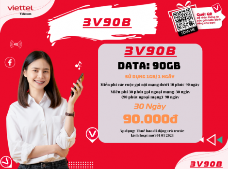 Đăng ký V90B Viettel sử dụng 3 tháng ưu đãi 2025