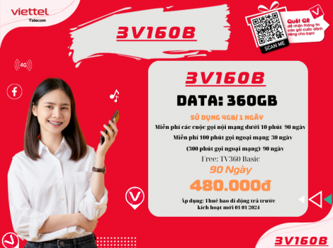 Đăng ký V160B Viettel sử dụng 3 tháng ưu đãi 2025