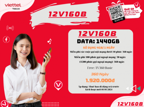 Đăng ký V160B Viettel sử dụng 12 tháng ưu đãi 2025
