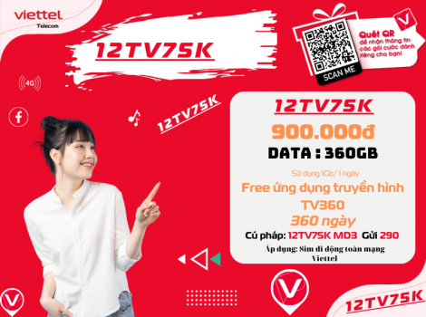 Đăng ký gói TV75K Viettel sử dụng 12 tháng ưu đãi 2025