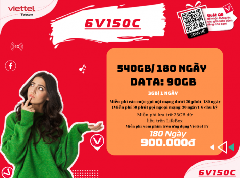 Đăng ký gói V150C Viettel sử dụng 6 tháng ưu đãi 2025