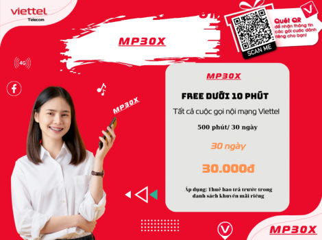 Đăng ký gói MP30X Viettel 1 Tháng 2025