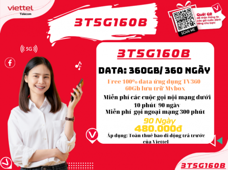 Đăng ký gói 5G160B Viettel chu kỳ dài 3 tháng ưu đãi 2025