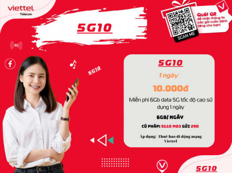 Cách đăng ký gói 5G Viettel 1 ngày 10k 2025
