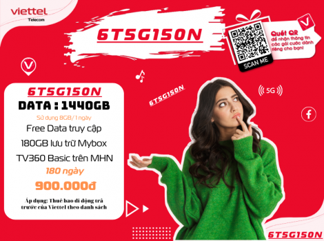 Đăng Ký Gói Viettel 180 Ngày 900k Có 8Gb Data/ Ngày