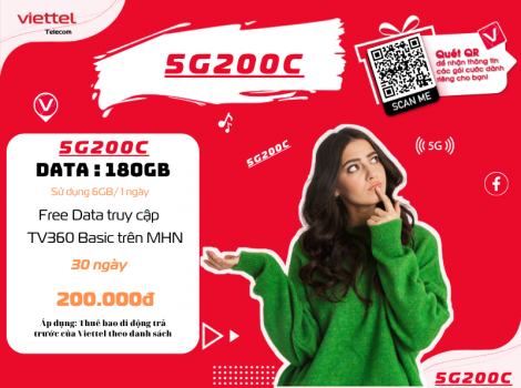 Đăng Ký Gói Combo Data 5G Viettel 200k 30 Ngày