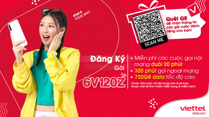 Gói cước 6V120Z của Viettel