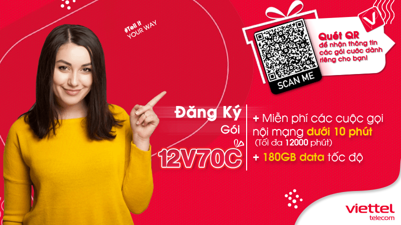 Gói cước 12V70C Viettel